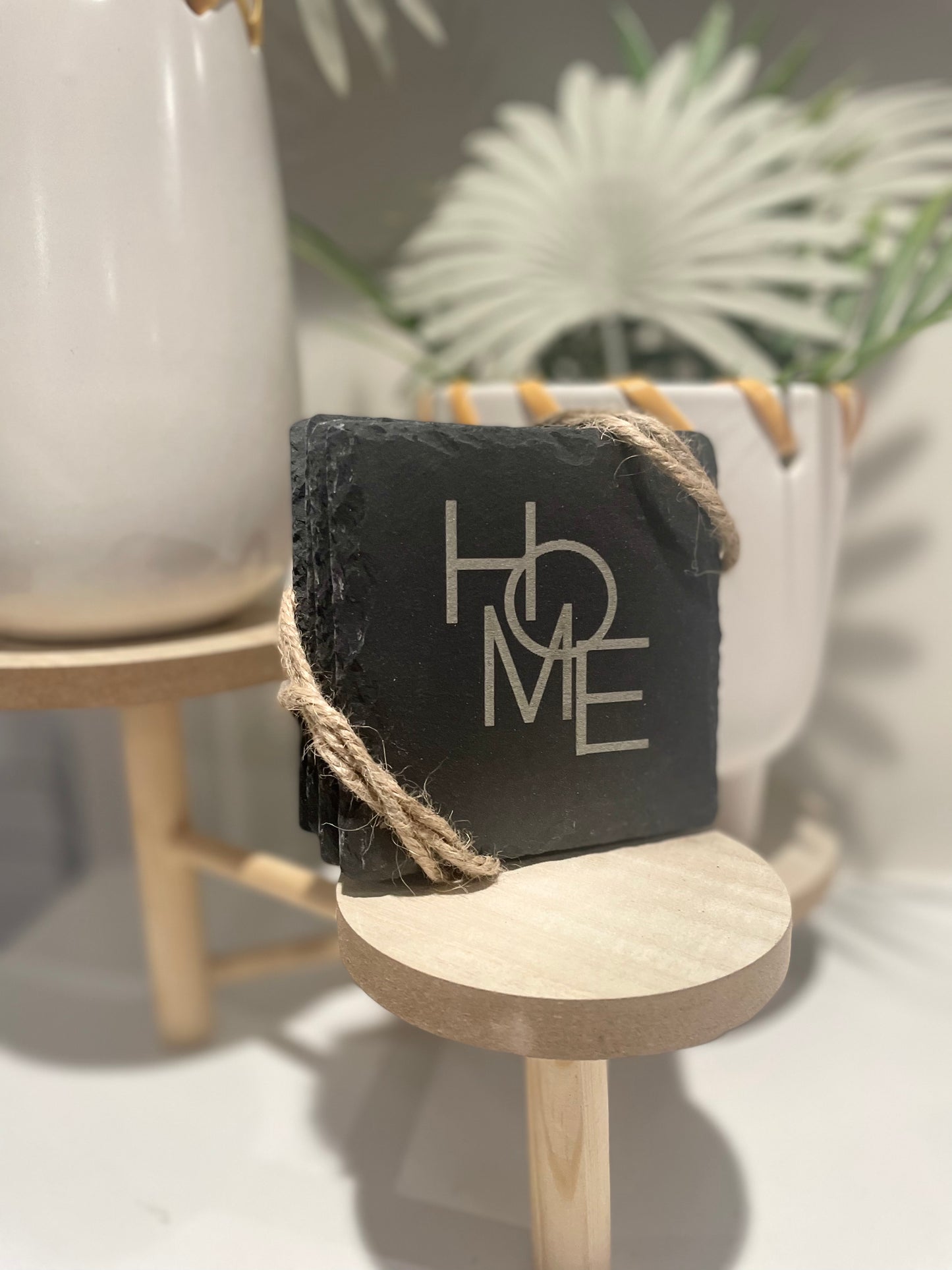 HOME slate coaster set