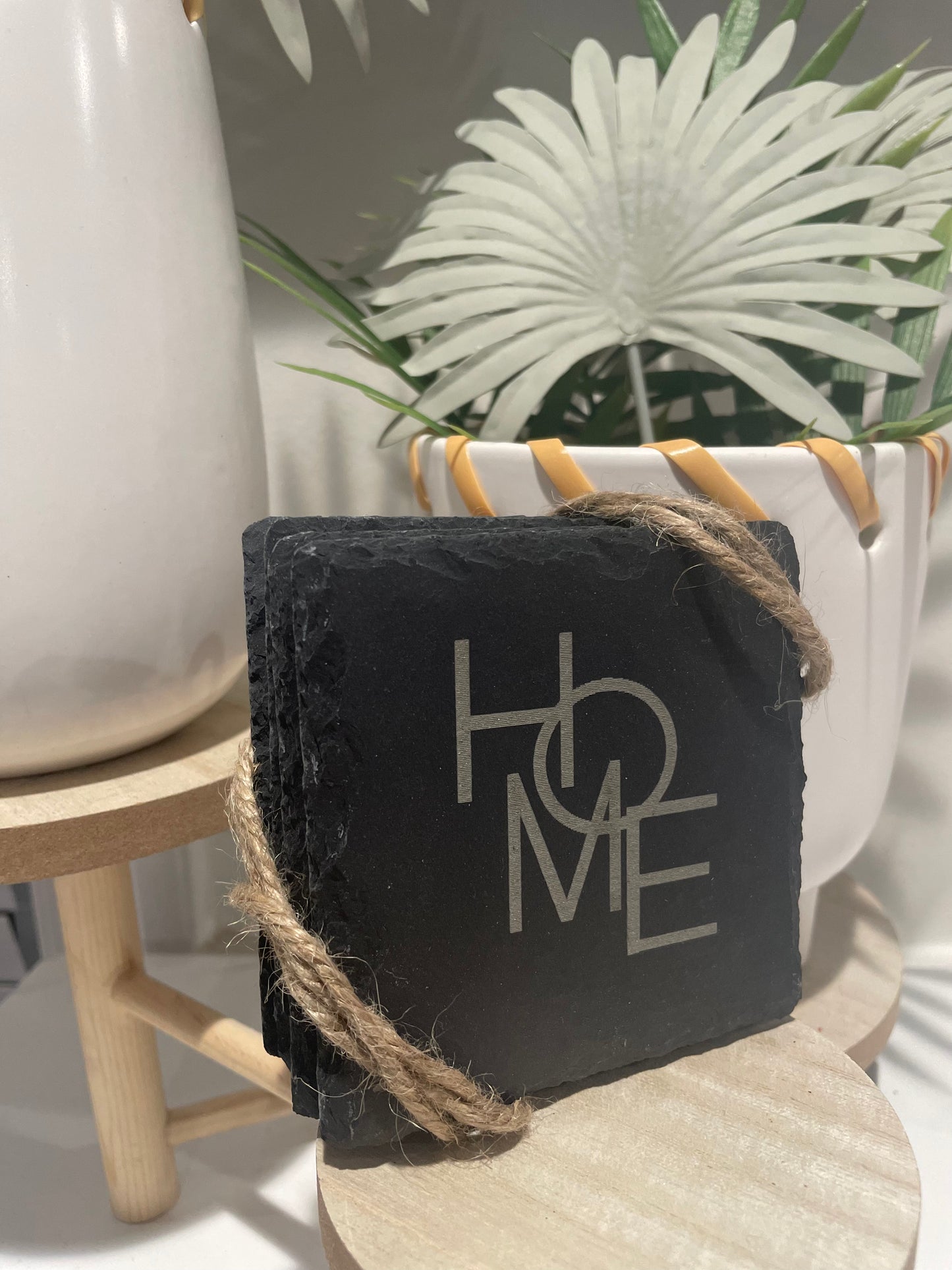 HOME slate coaster set